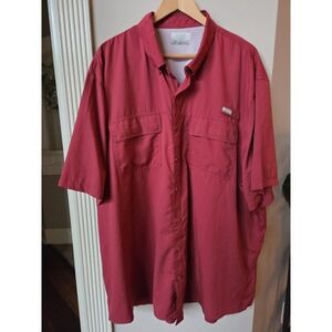 Ocean Coast Fishing Shirt Mens 3XLT Maroon Burgundy Vented Short Sleeves 3XLT